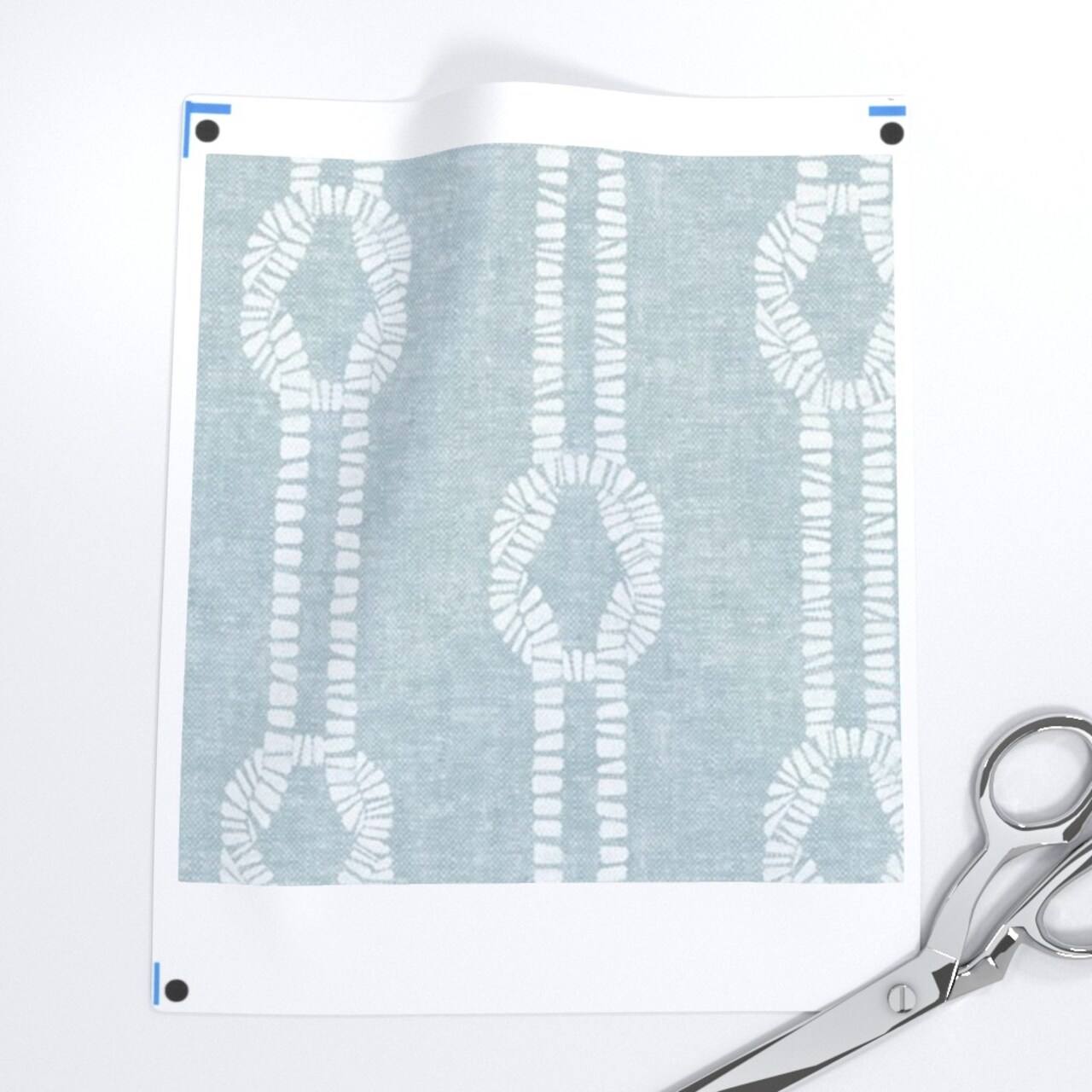Coastal Cottage Cottagecore Rope Nautical Blue Beach Lake Sea Classic Custom Printed Fabric by Spoonflower Various Fabrics by the Yard or Fat Quarter